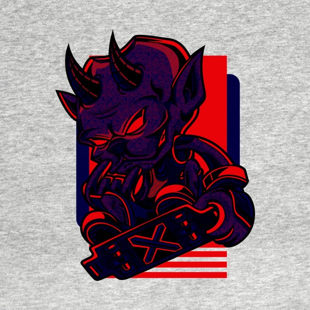 Little Demon Skateboard Purple Red by BradleyHeal